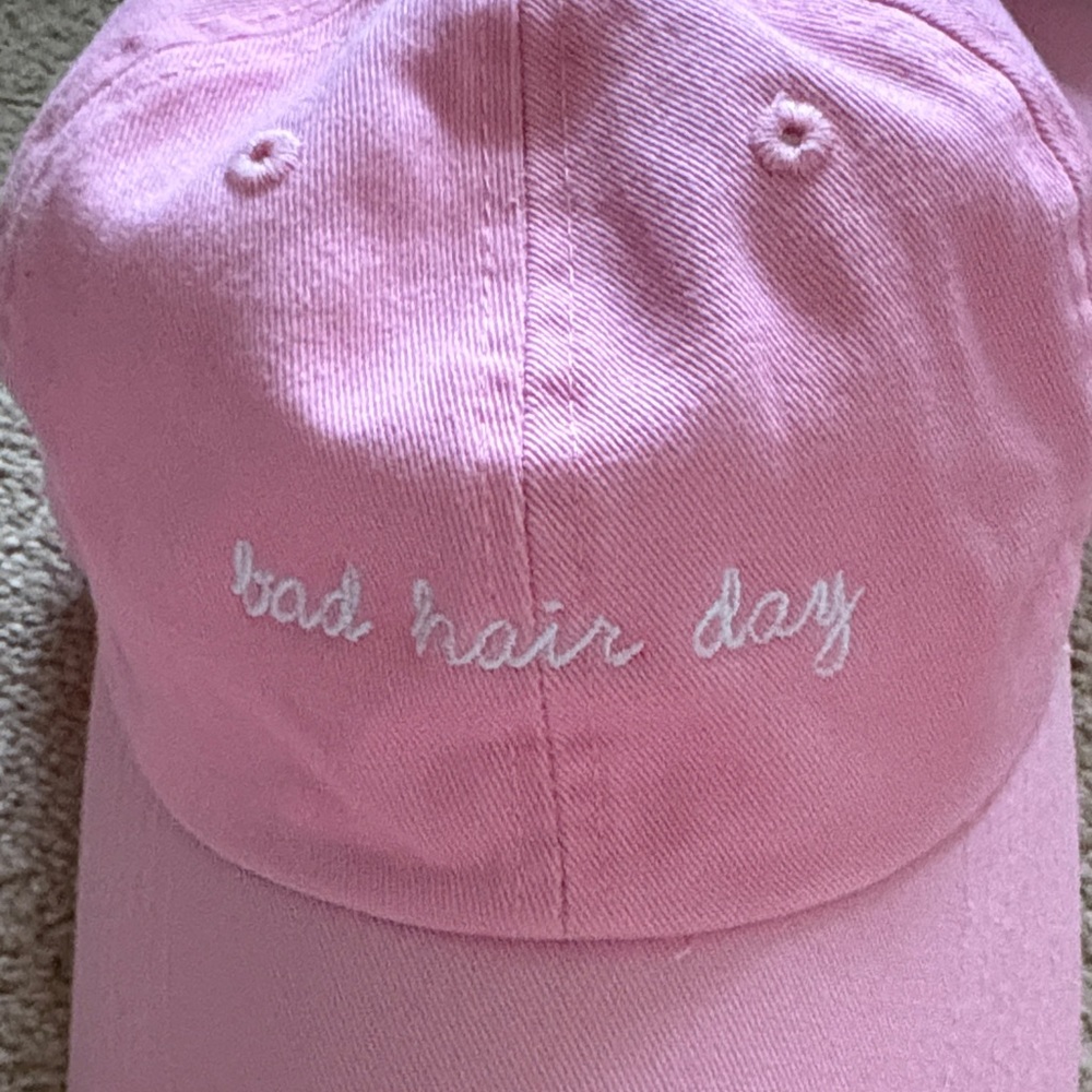 Casual Bad Hair Day Pink Embroidered Cap - Picture 3 of 6